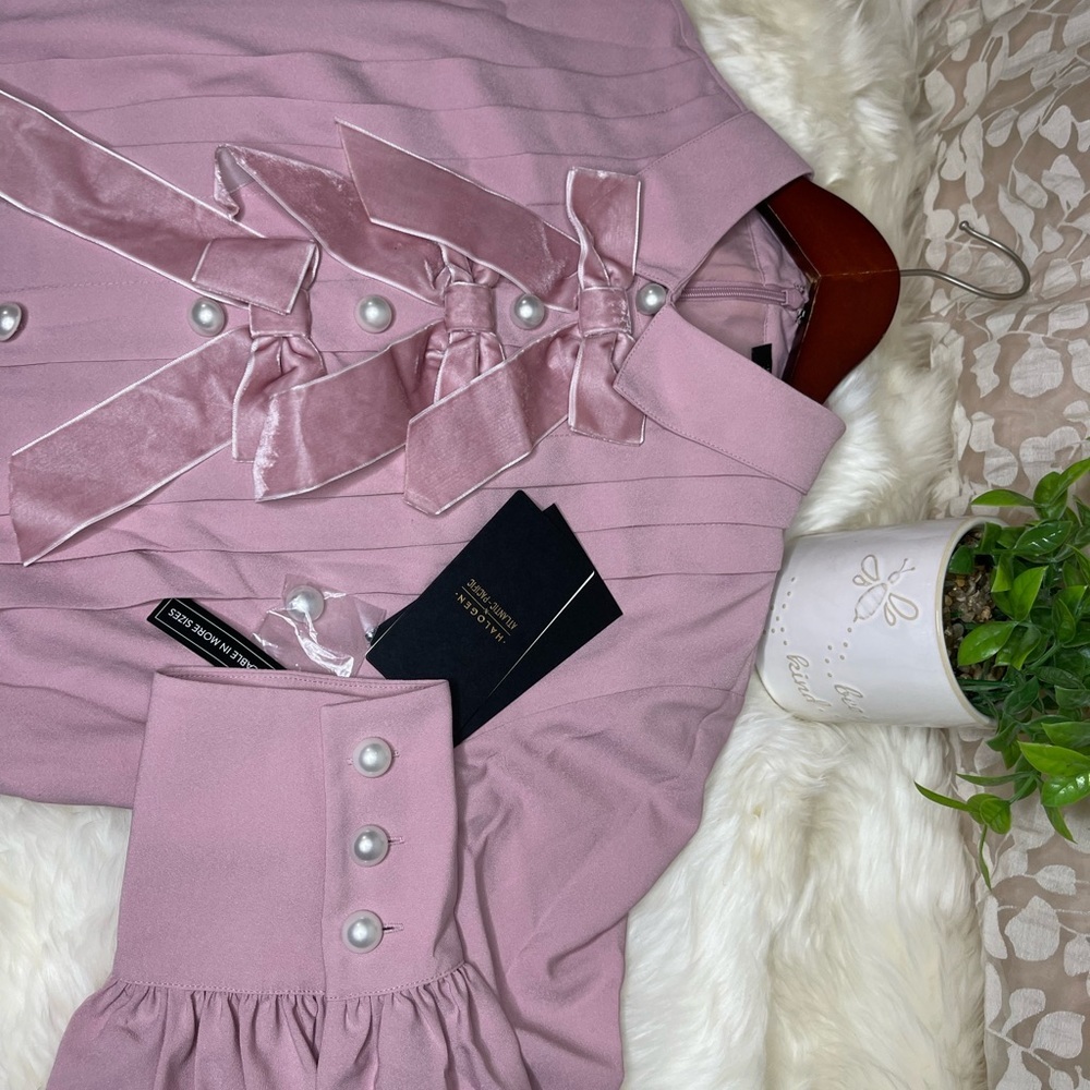 Halogen Pink Ruffle-Front Midi Dress - Picture 7 of 13